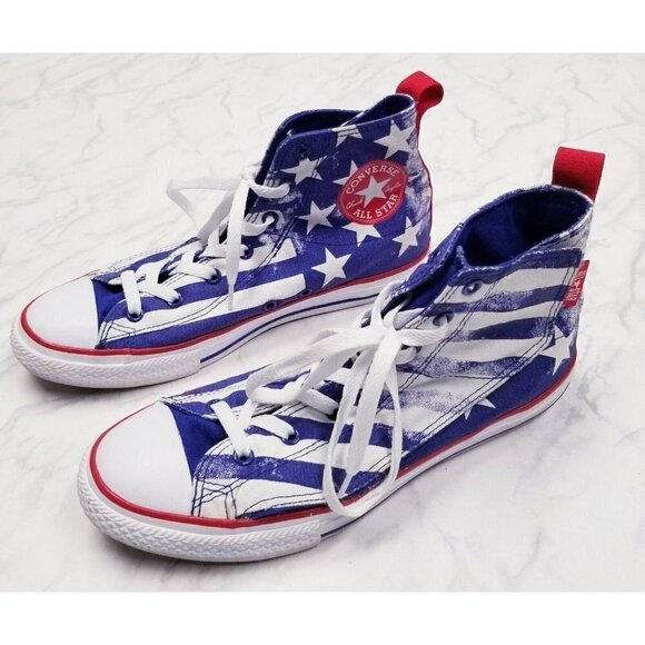 Converse Junior Size 6 Sneakers‎ Red White Blue Chuck Taylor Flag USA - Picture 1 of 16